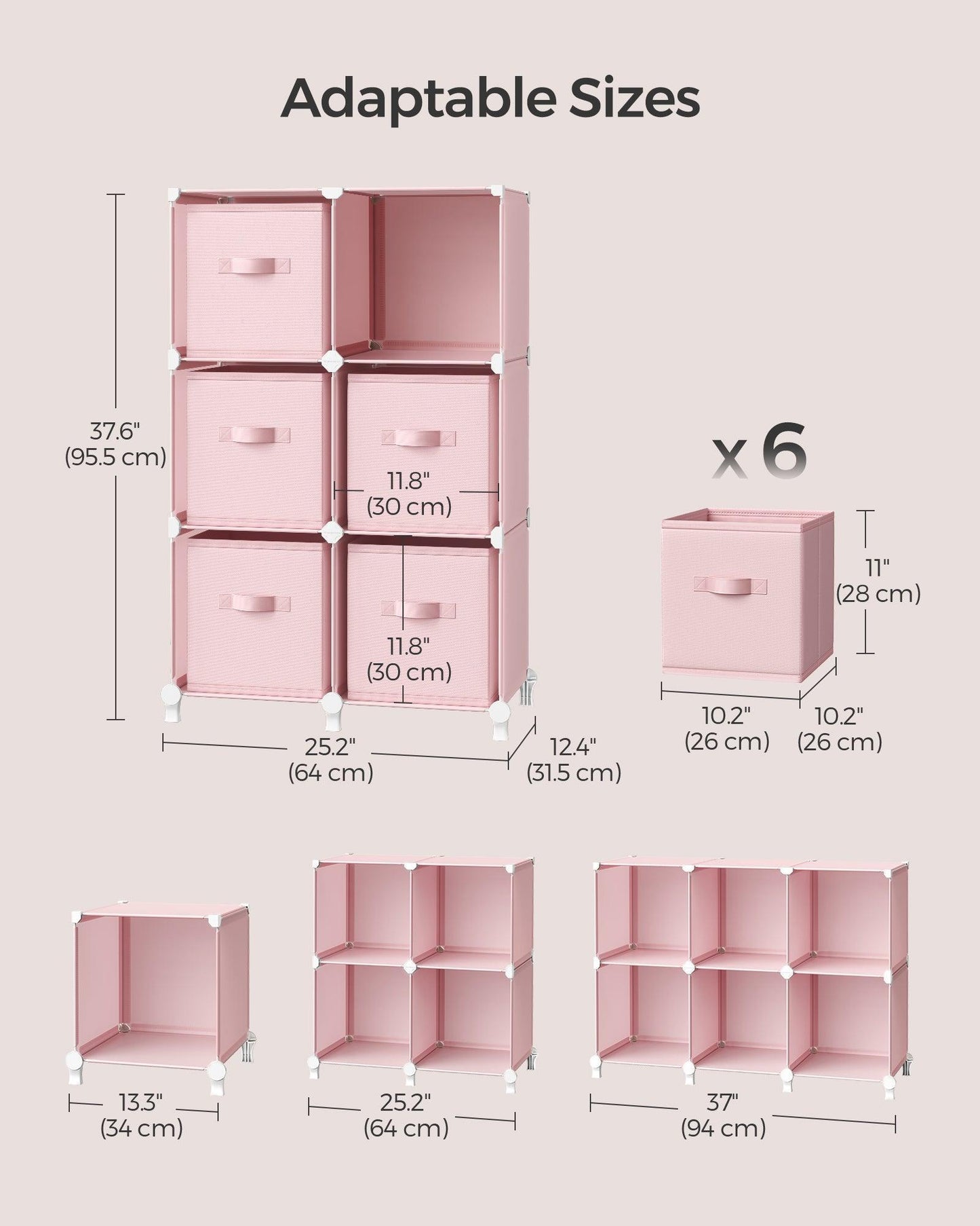 Cube Storage Organizer with 9 Storage Boxes Jelly Pink FredCo