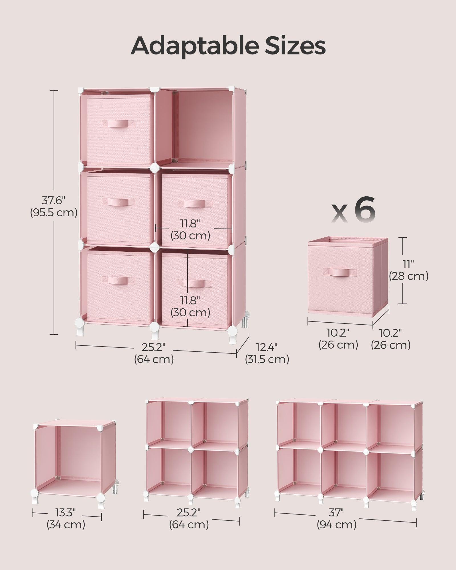 Cube Storage Organizer with 9 Storage Boxes Jelly Pink FredCo