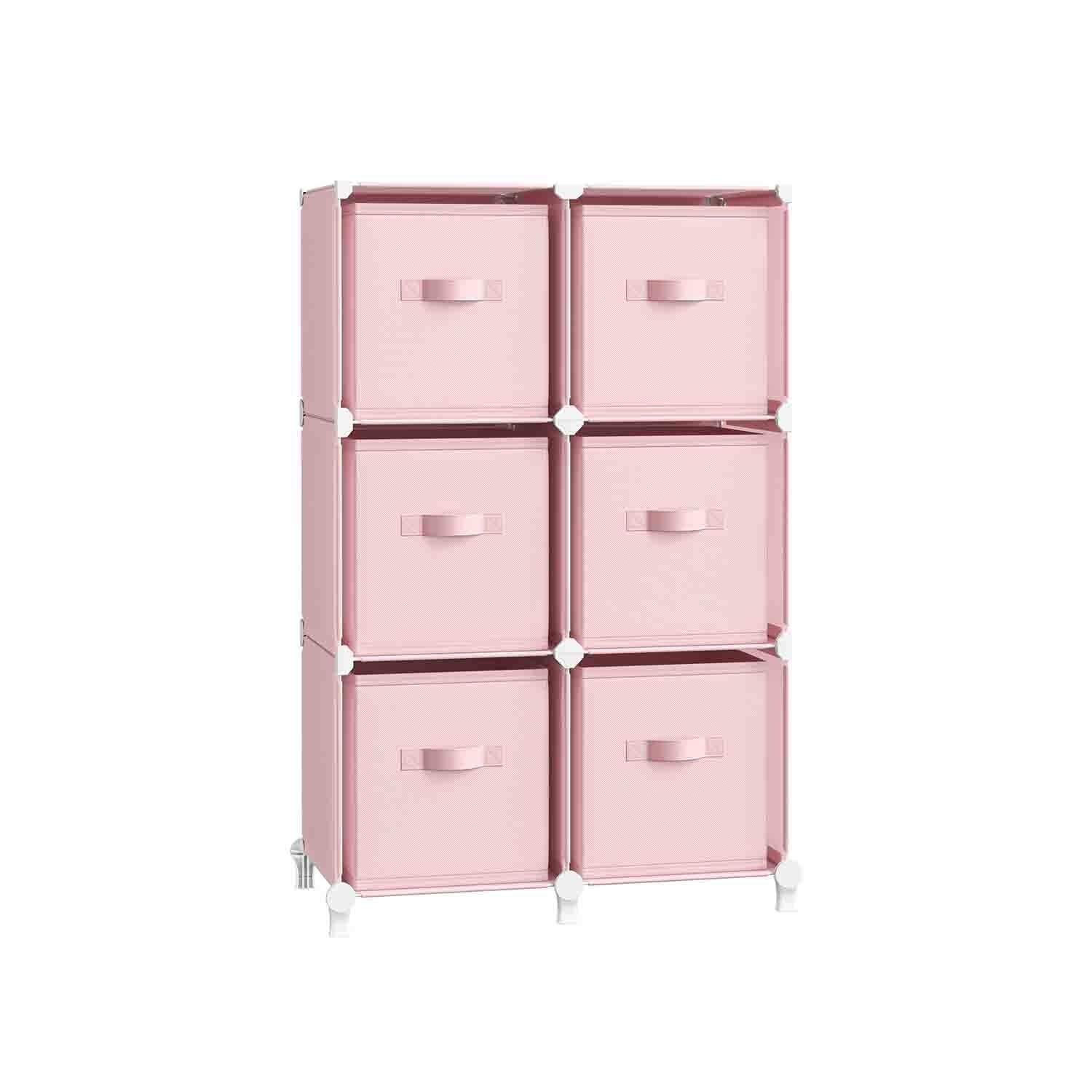Cube Storage Organizer with 9 Storage Boxes Jelly Pink FredCo