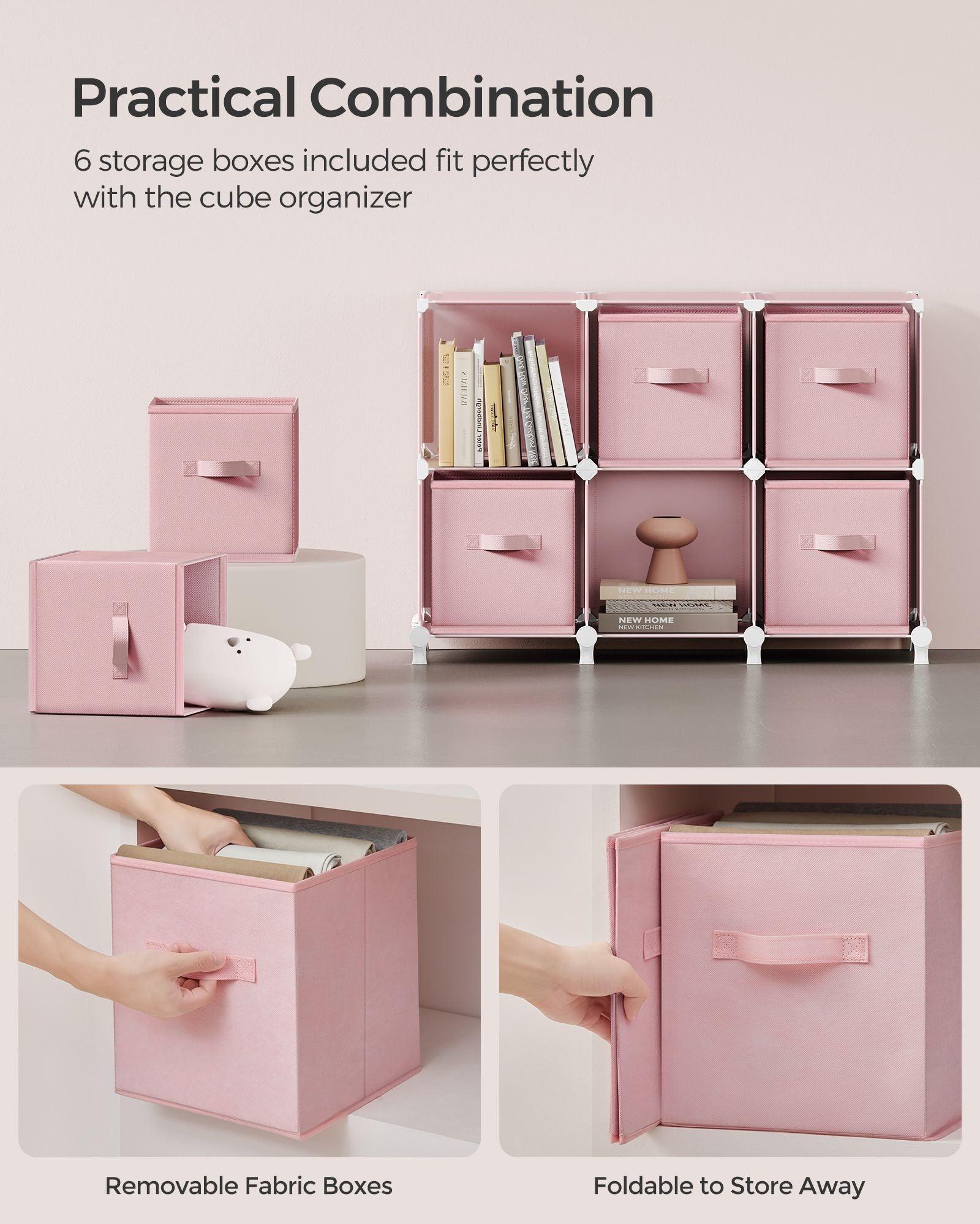 Cube Storage Organizer with 9 Storage Boxes Jelly Pink FredCo