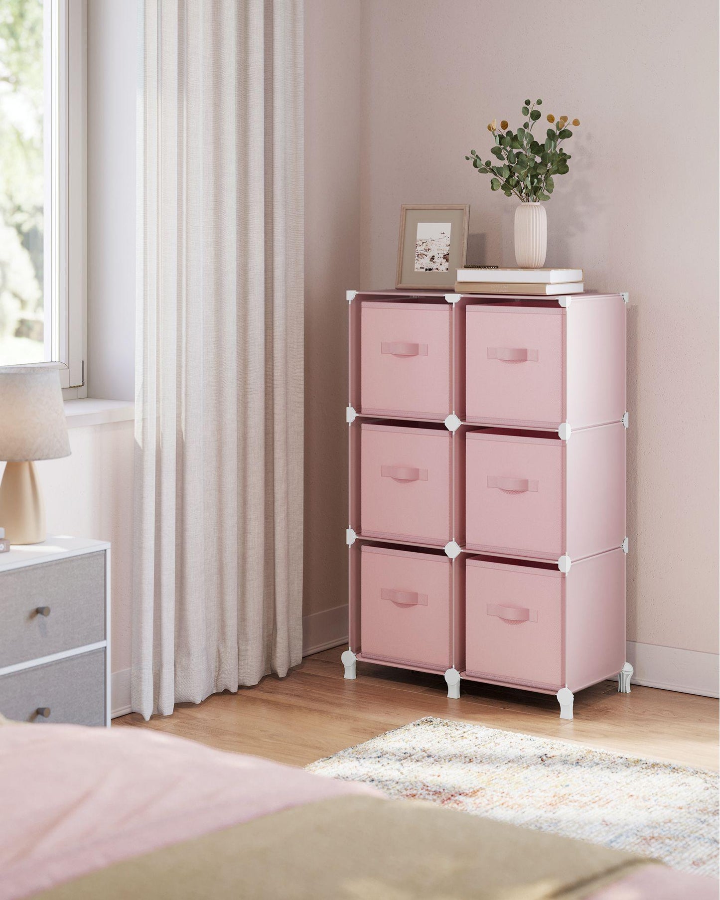 Cube Storage Organizer with 9 Storage Boxes Jelly Pink FredCo