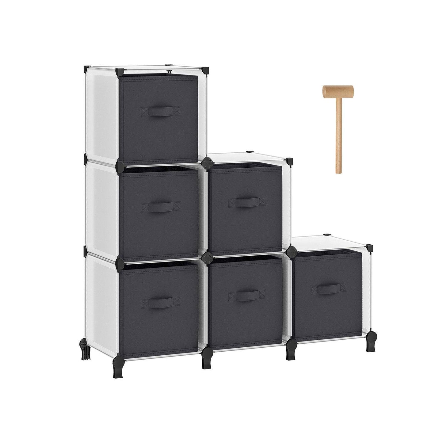 Cube Storage Organizer with Storage Boxes White and Gray FredCo