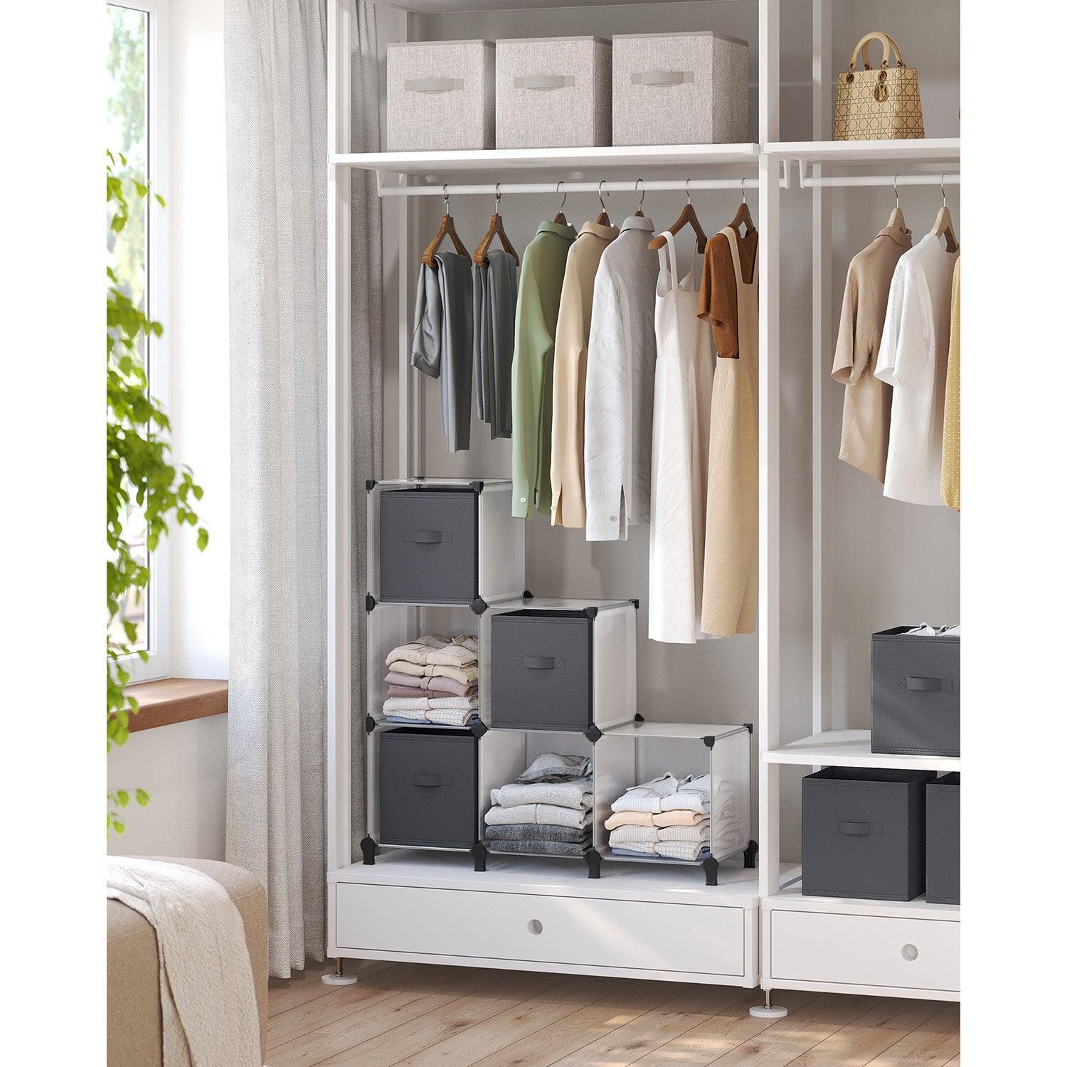Cube Storage Organizer with Storage Boxes White and Gray FredCo