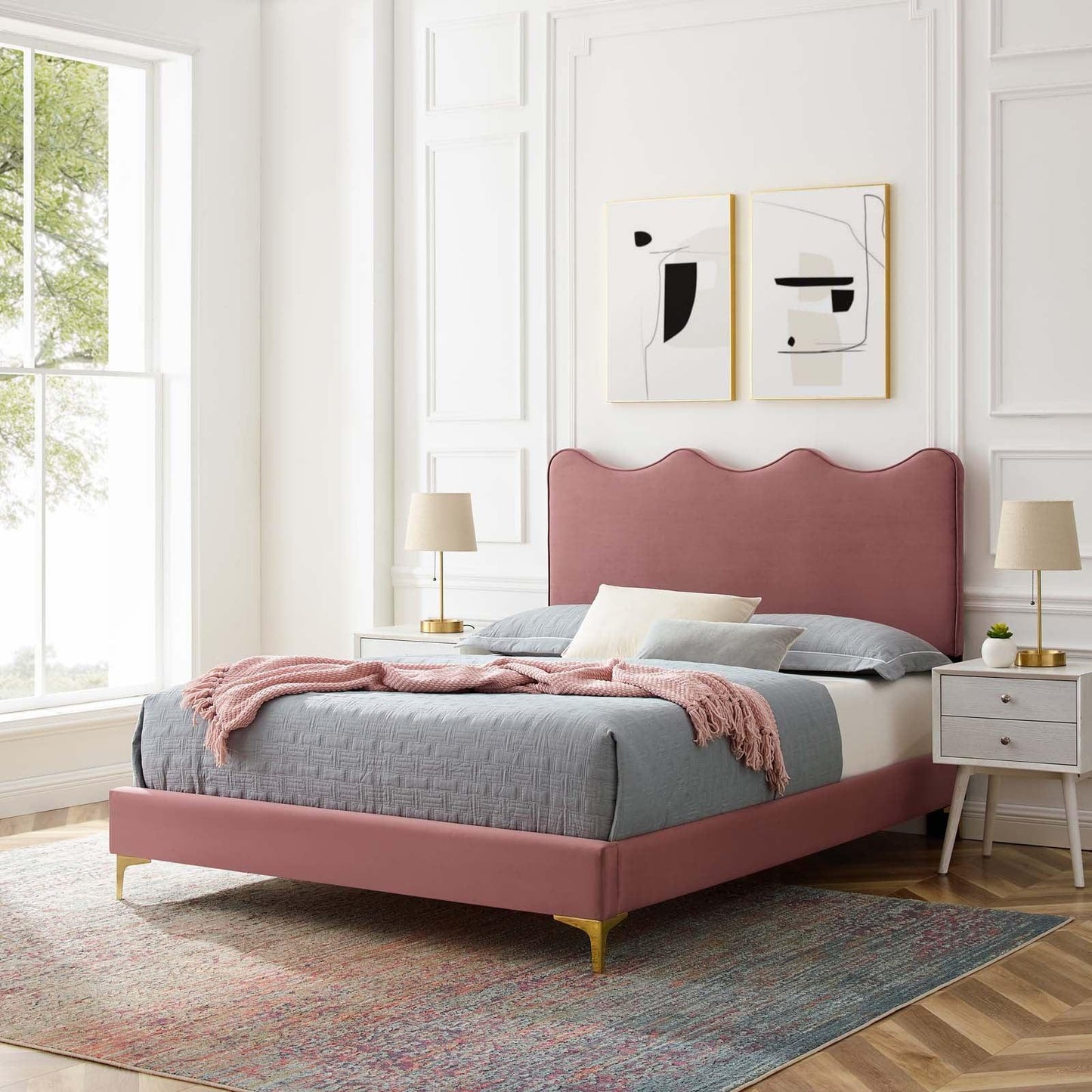 Current Performance Velvet Queen Platform Bed, MOD-6733 FredCo