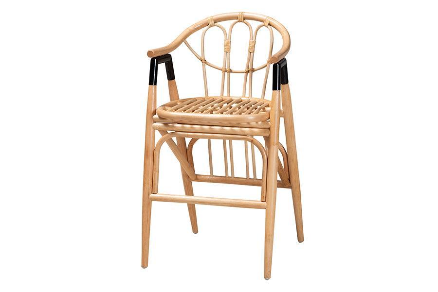 Cyntia Modern Bohemian Natural Brown Rattan Counter Stool FredCo