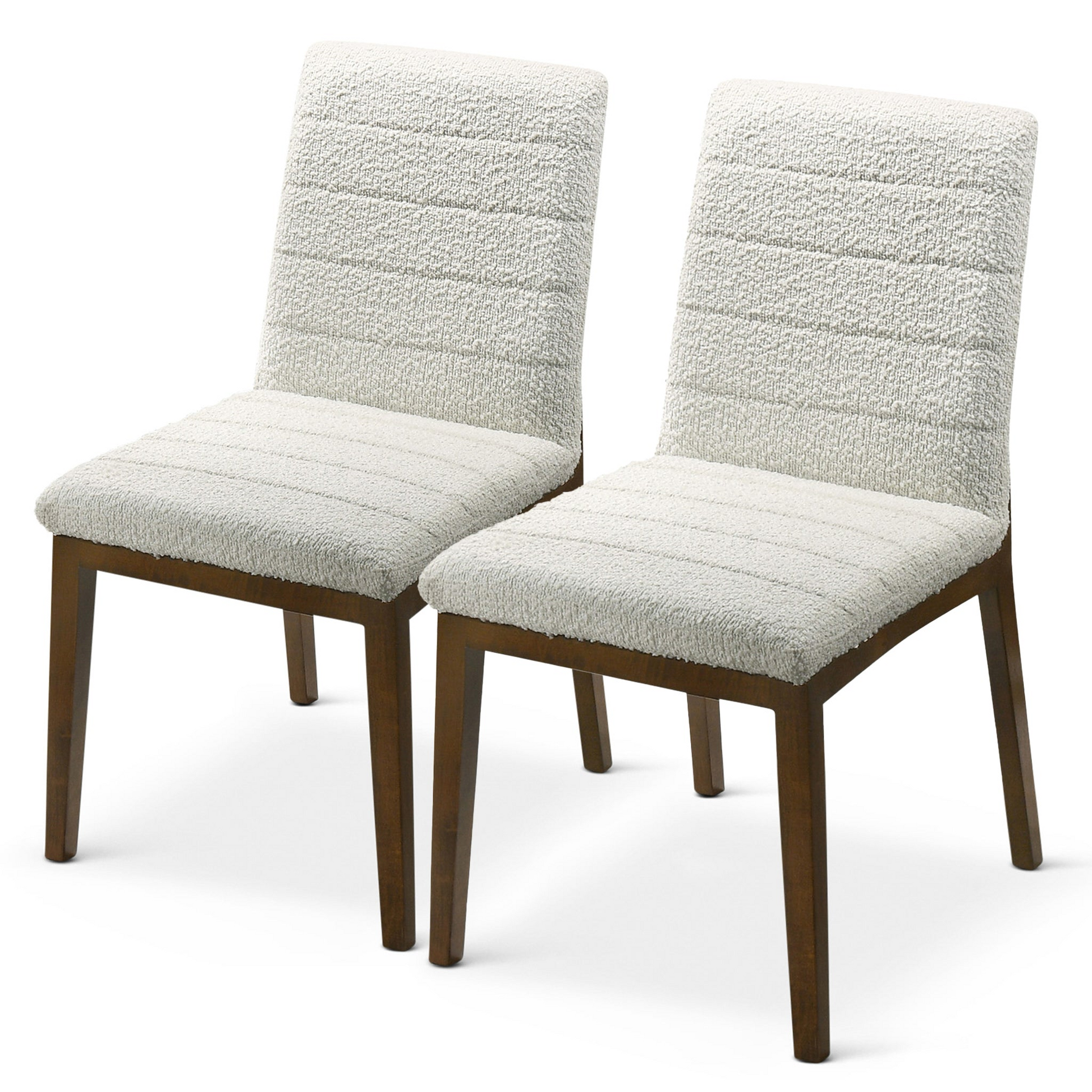 Ines Modern White Boucle Dining Chair (Set of 2) with Solid Wood Base and Foam Padding 35.8'H x 18.9'W x 24'D FredCo