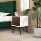 Caroline Mid Century Modern Style 2-Drawer White Night Stand Solid Wood 23.6'H x 17.7'W x 15.7'D FredCo