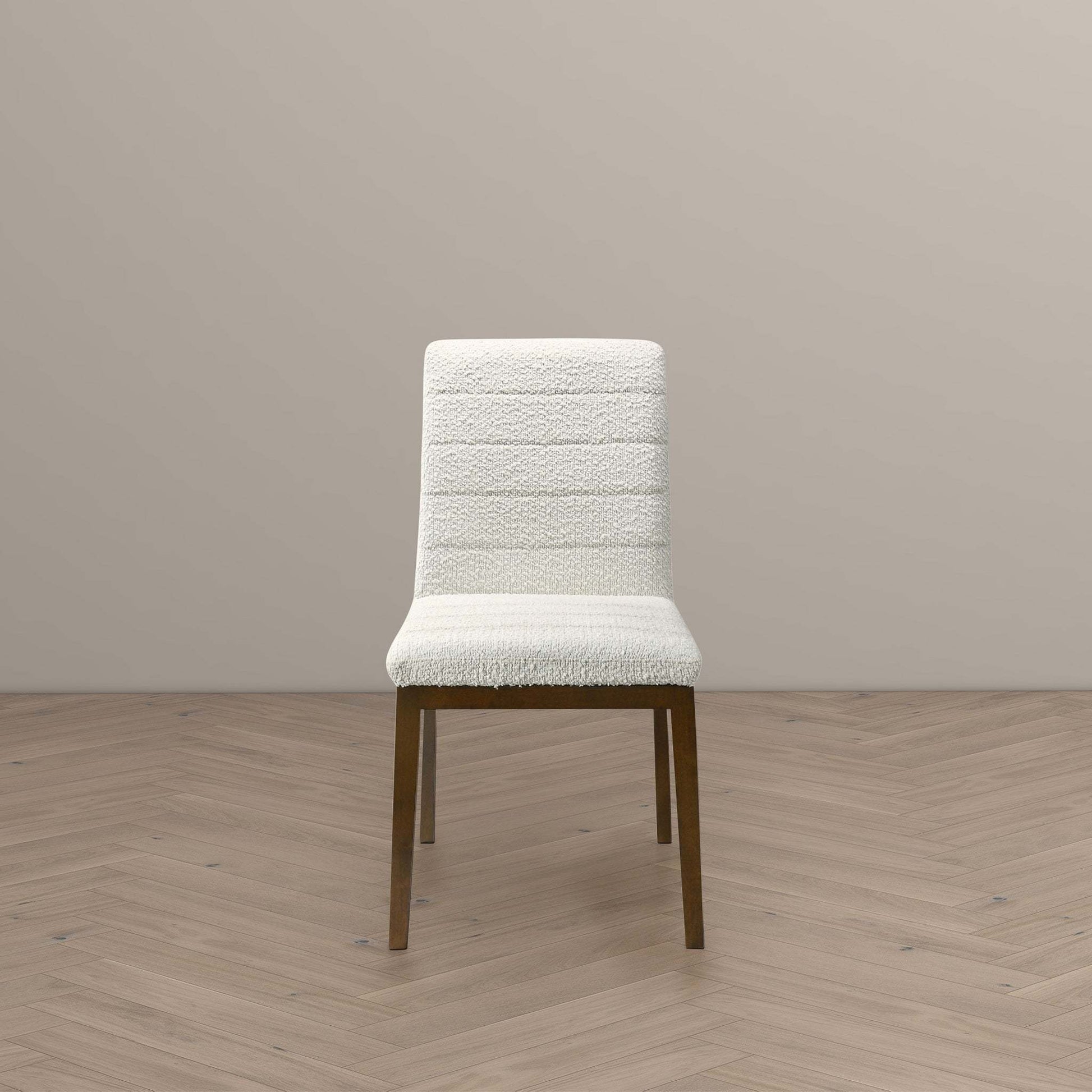 Ines Modern White Boucle Dining Chair (Set of 2) with Solid Wood Base and Foam Padding 35.8'H x 18.9'W x 24'D FredCo