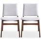 Gusto Mid-Century Modern Fabric Dining Chair (Set of 2) in Light Gray with Solid Wood Frame 22.4'W x 18.1'D x 31.1'H for Living Room Bedroom Outdoor FredCo