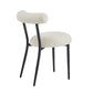 Dining Chair Set of 2, Modern Dining Room Chairs, Black Metal Frame, White Fabric FredCo