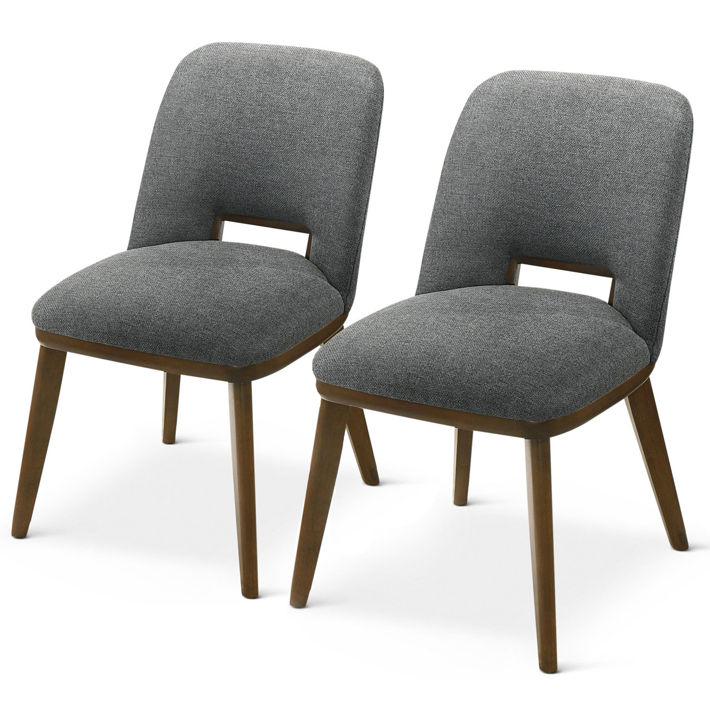 Modern Blake Dark Grey Fabric Dining Chair (Set of 2) with Walnut Wood Base 33.7'H x 19.3'W x 24.8'D FredCo