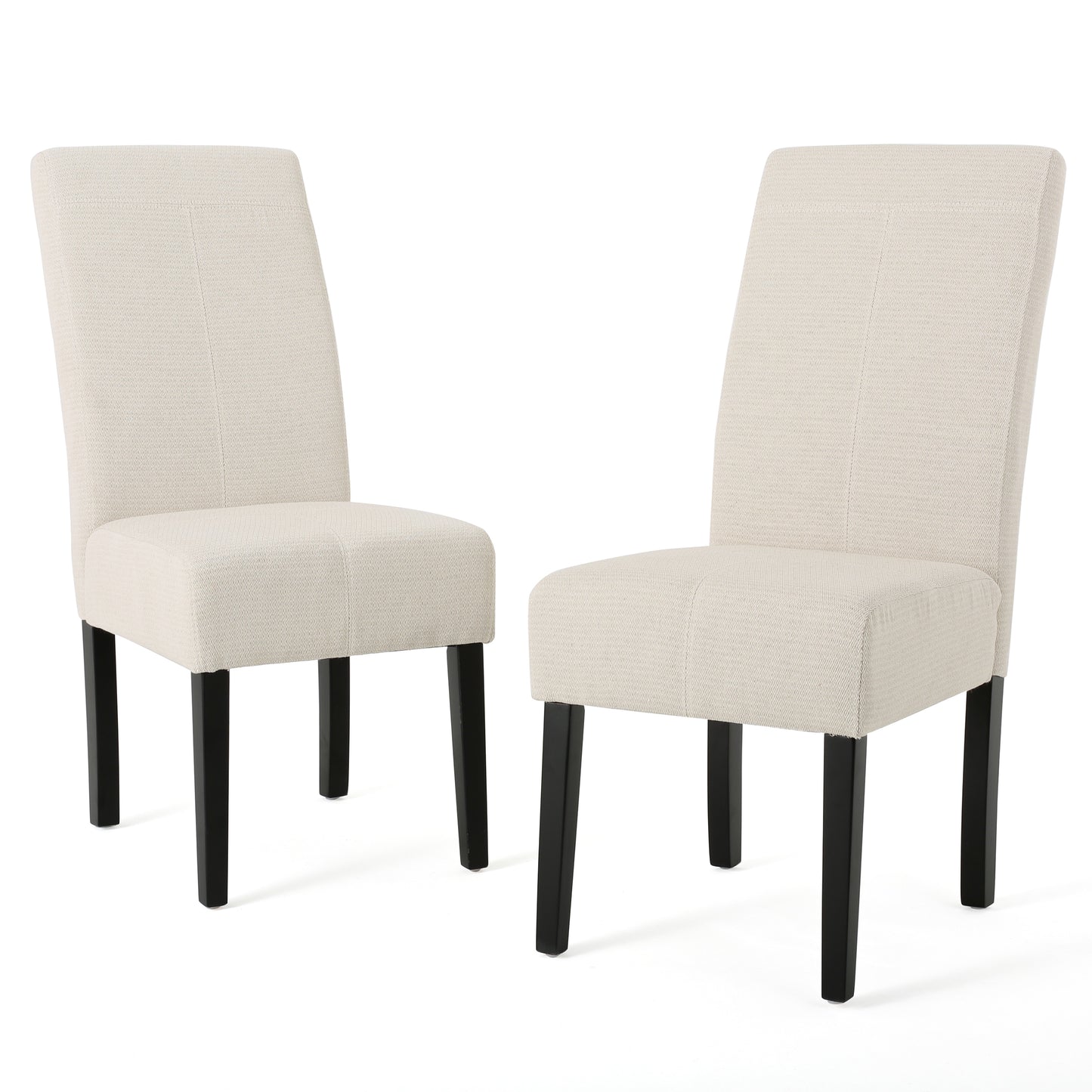Upholstered Dining Chairs Set of 2, Modern Fabric Dining Room Chair with Rubber Wood Legs, Beige