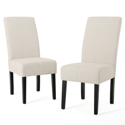 Upholstered Dining Chairs Set of 2, Modern Fabric Dining Room Chair with Rubber Wood Legs, Beige