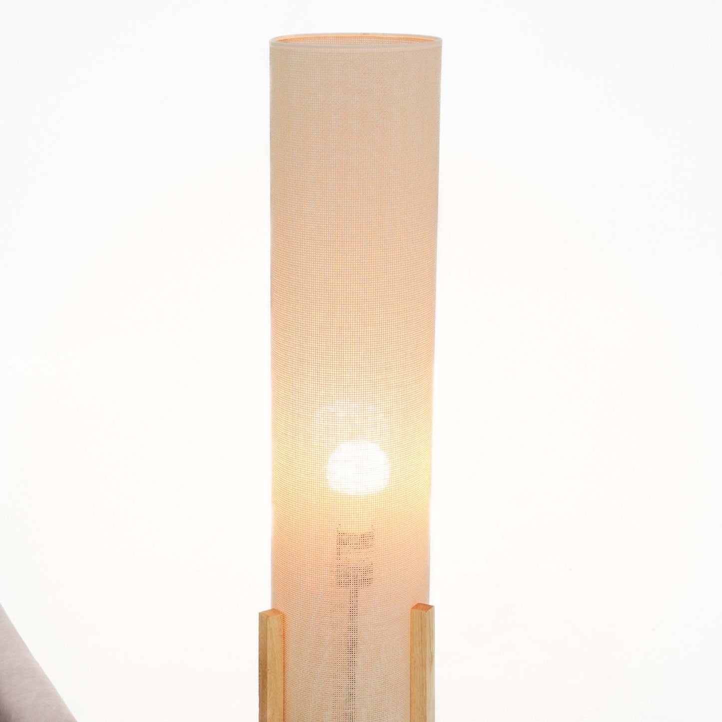 Modern cylinder fabric table lamp with soft light and wooden base for home decor