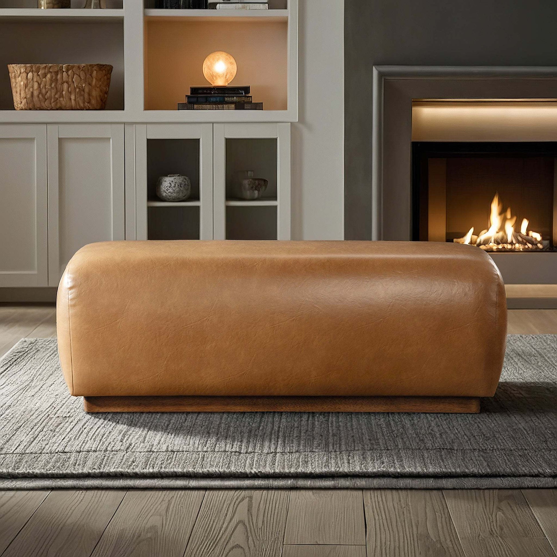 Kelvin Vegan Tan Leather Bench FredCo