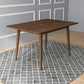 Mary Modern Style Solid Wood Rectangular Dining Kitchen Table Brown Finish Beveled Edges FredCo