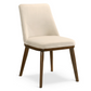 Modern beige upholstered dining chair with wooden legs, FredCo International furniture