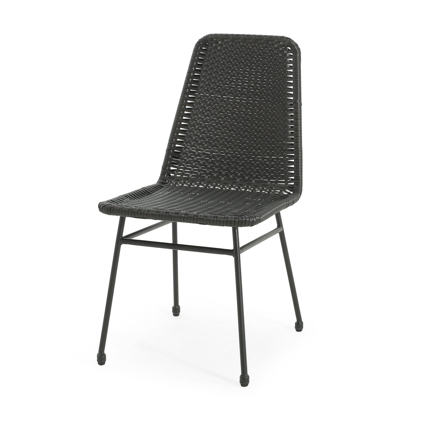 Aluminum and Rattan Chat Set, Outdoor Patio Set Includes Rattan Dining Chair Set of 2 and C-Shaped Side Table FredCo