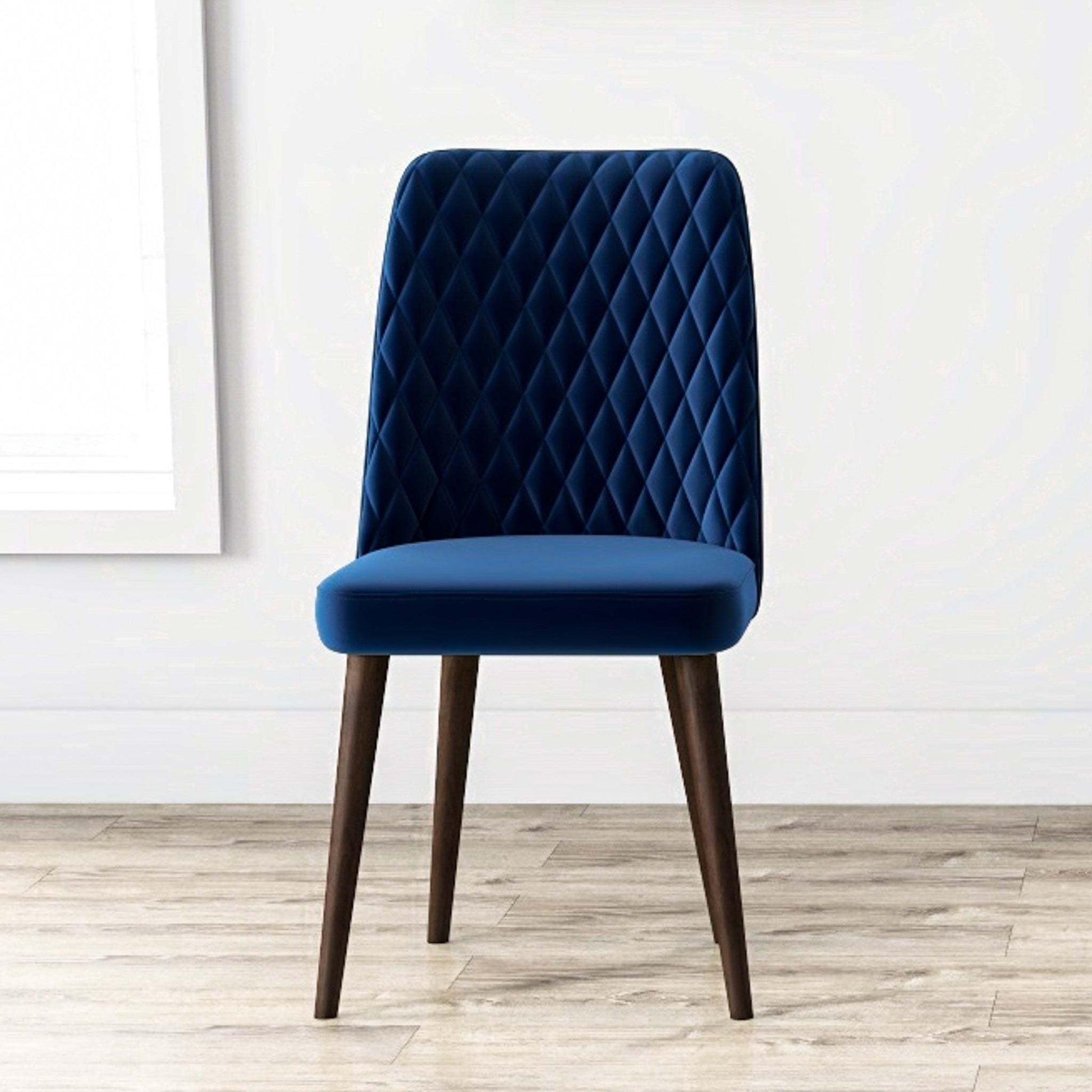 Best selling Katie Mid-Century Modern Velvet Dining Chair (Set Of 2)- Blue, Solid Wood, 20x18x36 Inches Table Chairs for Living Room Bedroom Outdoor Lounge FredCo