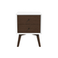 Caroline Mid Century Modern Style 2-Drawer White Night Stand Solid Wood 23.6'H x 17.7'W x 15.7'D FredCo