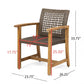 5-Piece Patio Dining Set, 63' Slatted Table & 4 Acacia Wood & PE Rattan Chairs for Patio Garden FredCo