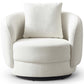 Modern white swivel accent chair with cushion, FredCo International furniture