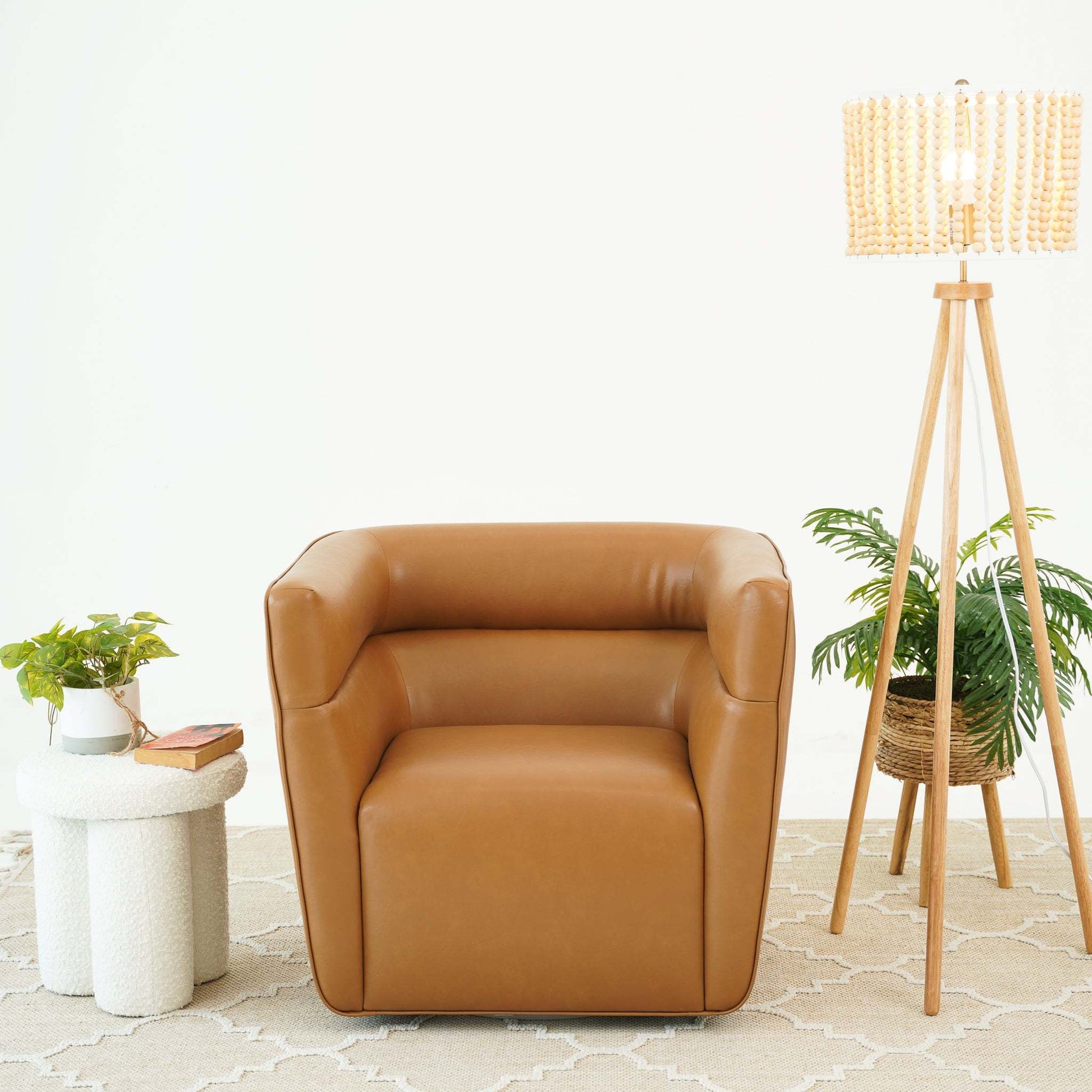 Callan Swivel Chair - Vegan Tan Leather FredCo