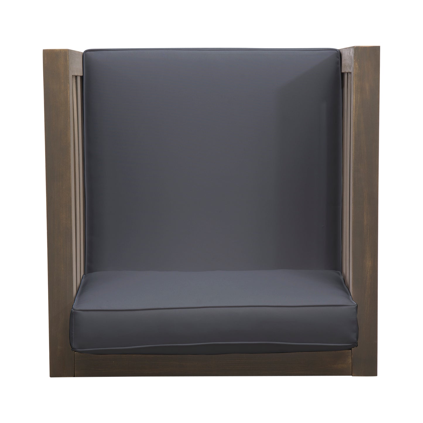Outdoor Club Chair, Acacia Wood Patio Chair with Fabric Cushion for Backyard, Poolside, Garden or Porch, Grey FredCo