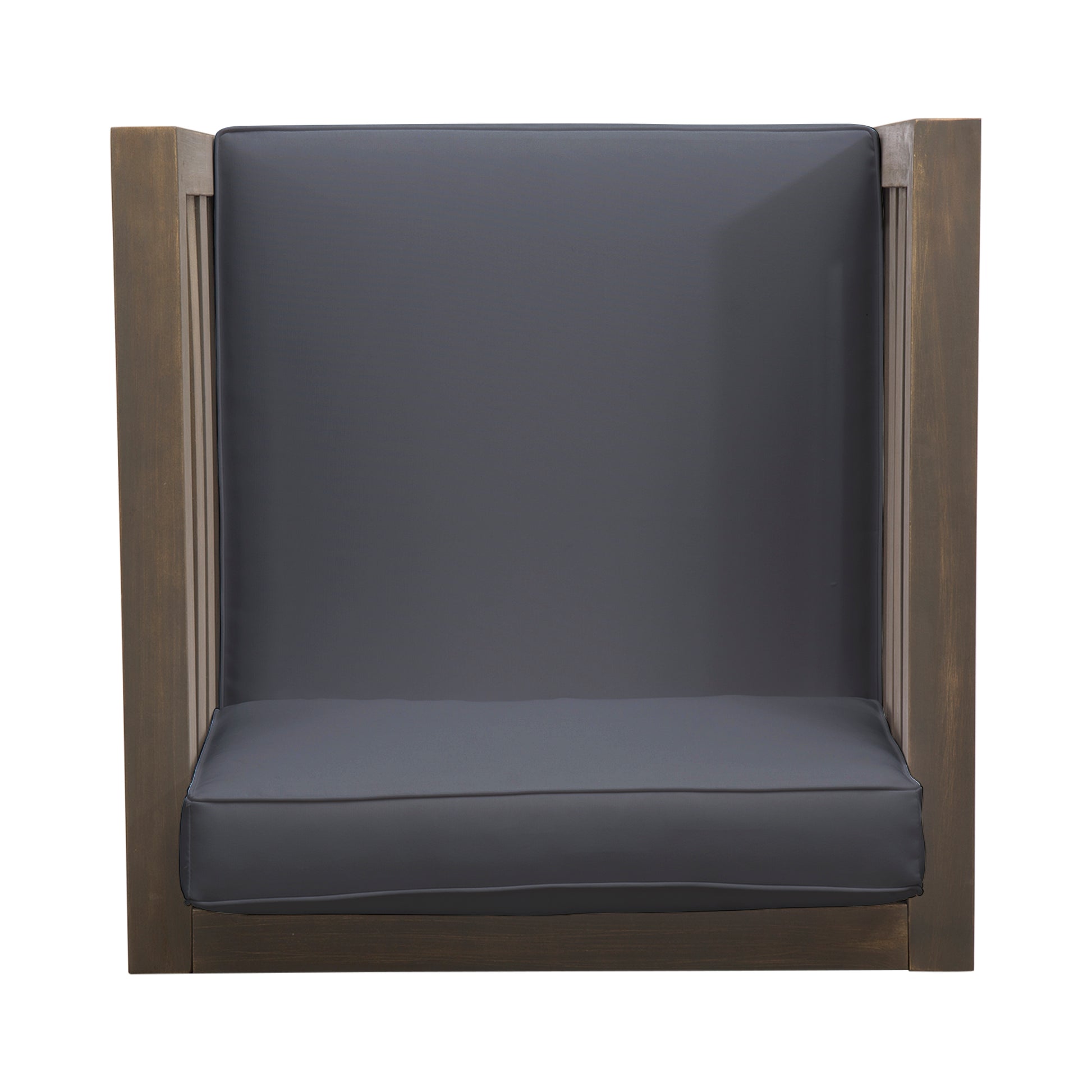 Outdoor Club Chair, Acacia Wood Patio Chair with Fabric Cushion for Backyard, Poolside, Garden or Porch, Grey FredCo
