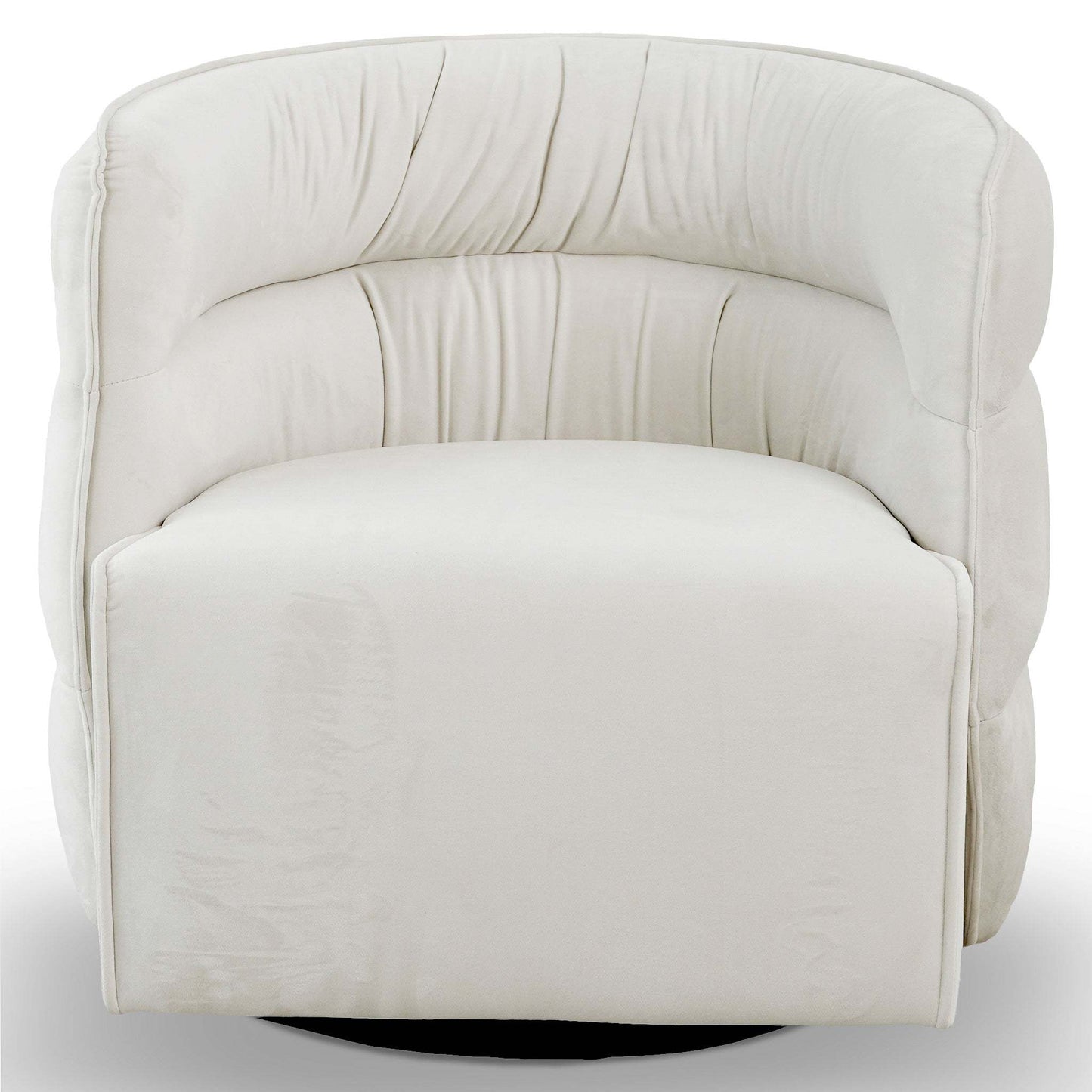 Modern white accent swivel chair with plush upholstery, FredCo International furniture