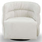 Modern white accent swivel chair with plush upholstery, FredCo International furniture