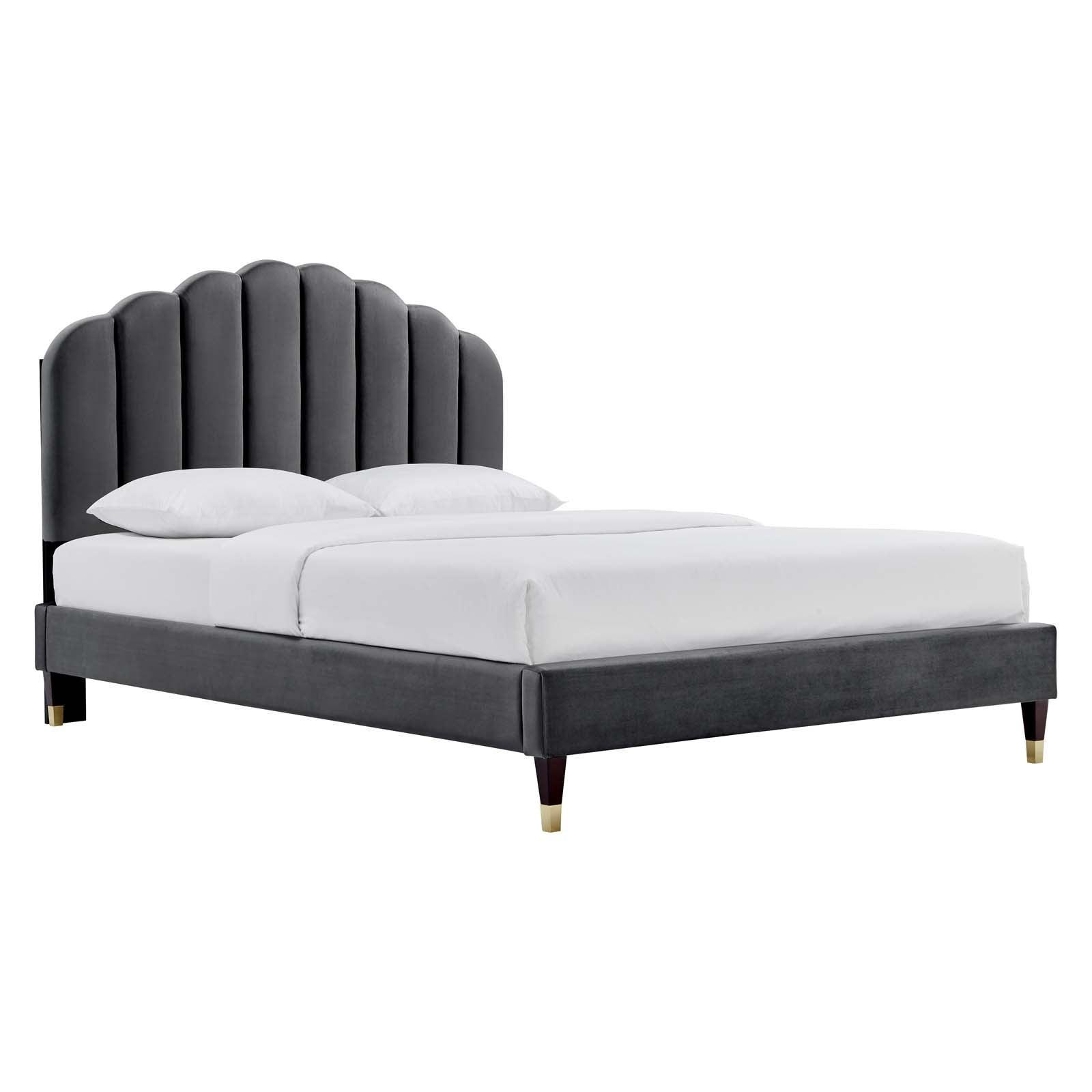 Daisy Performance Velvet Queen Platform Bed, MOD-6288 FredCo