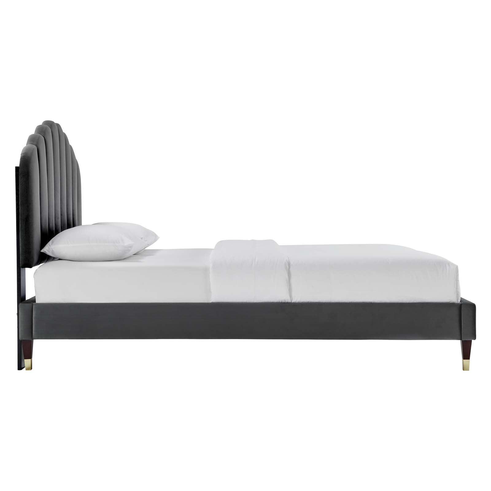 Daisy Performance Velvet Queen Platform Bed, MOD-6288 FredCo