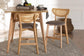 Dannell Mid-Century Modern Grey Fabric and Natural Oak Finished Wood 2-Piece Counter Stool Set FredCo