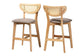 Dannell Mid-Century Modern Grey Fabric and Natural Oak Finished Wood 2-Piece Counter Stool Set FredCo