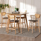 Dannell Mid-Century Modern Grey Fabric and Natural Oak Finished Wood 5-Piece Pub Set FredCo