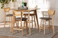 Dannell Mid-Century Modern Grey Fabric and Natural Oak Finished Wood 5-Piece Pub Set FredCo