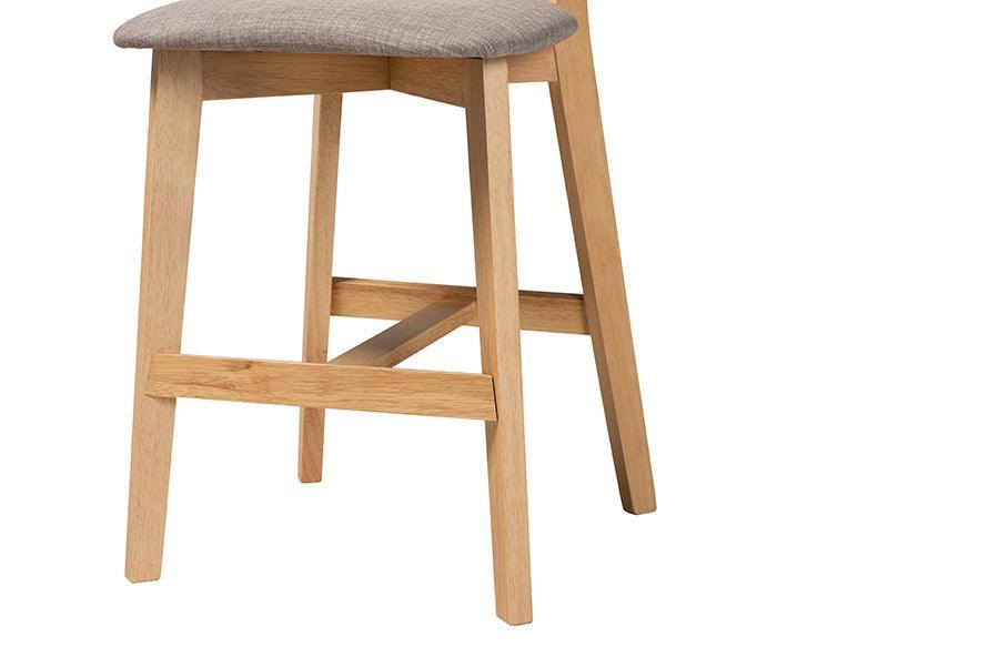 Dannell Mid-Century Modern Grey Fabric and Natural Oak Finished Wood 5-Piece Pub Set FredCo