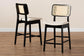Dannon Mid-Century Modern Cream Fabric and Black Finished Wood 2-Piece Counter Stool Set FredCo