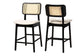 Dannon Mid-Century Modern Cream Fabric and Black Finished Wood 2-Piece Counter Stool Set FredCo