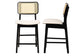 Dannon Mid-Century Modern Cream Fabric and Black Finished Wood 2-Piece Counter Stool Set FredCo