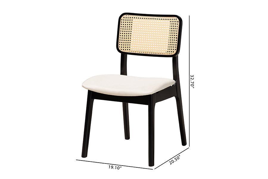 Dannon Mid-Century Modern Cream Fabric and Black Finished Wood 2-Piece Dining Chair Set FredCo