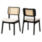 Dannon Mid-Century Modern Cream Fabric and Black Finished Wood 2-Piece Dining Chair Set FredCo