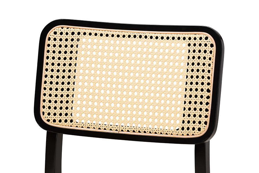 Dannon Mid-Century Modern Cream Fabric and Black Finished Wood 2-Piece Dining Chair Set FredCo