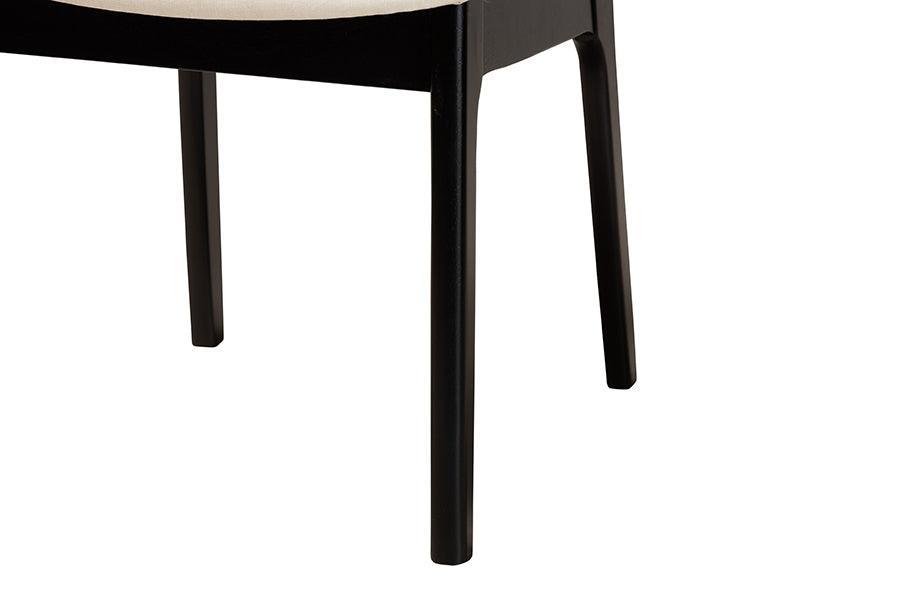 Dannon Mid-Century Modern Cream Fabric and Black Finished Wood 2-Piece Dining Chair Set FredCo