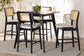 Dannon Mid-Century Modern Cream Fabric and Black Finished Wood 5-Piece Pub Set FredCo