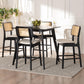 Dannon Mid-Century Modern Cream Fabric and Black Finished Wood 5-Piece Pub Set FredCo