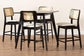 Dannon Mid-Century Modern Cream Fabric and Black Finished Wood 5-Piece Pub Set FredCo