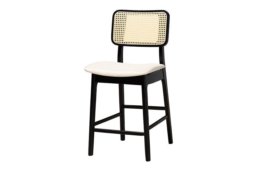 Dannon Mid-Century Modern Cream Fabric and Black Finished Wood 5-Piece Pub Set FredCo