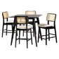 Dannon Mid-Century Modern Cream Fabric and Black Finished Wood 5-Piece Pub Set FredCo